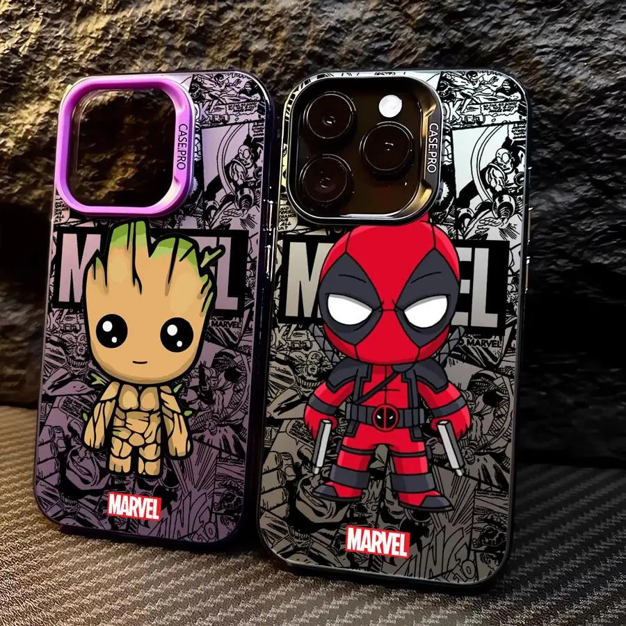 Capinha Marvel, Groot & Deadpool ( iPhones 16 ao 11 )