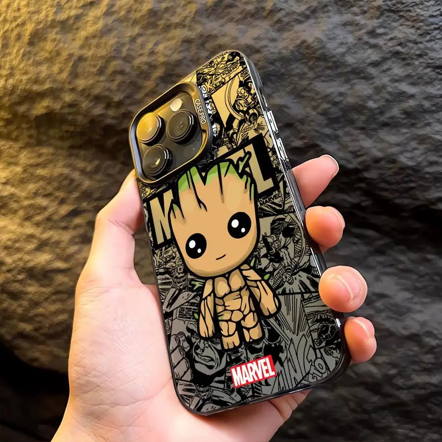 Capinha Marvel, Groot & Deadpool ( iPhones 16 ao 11 )