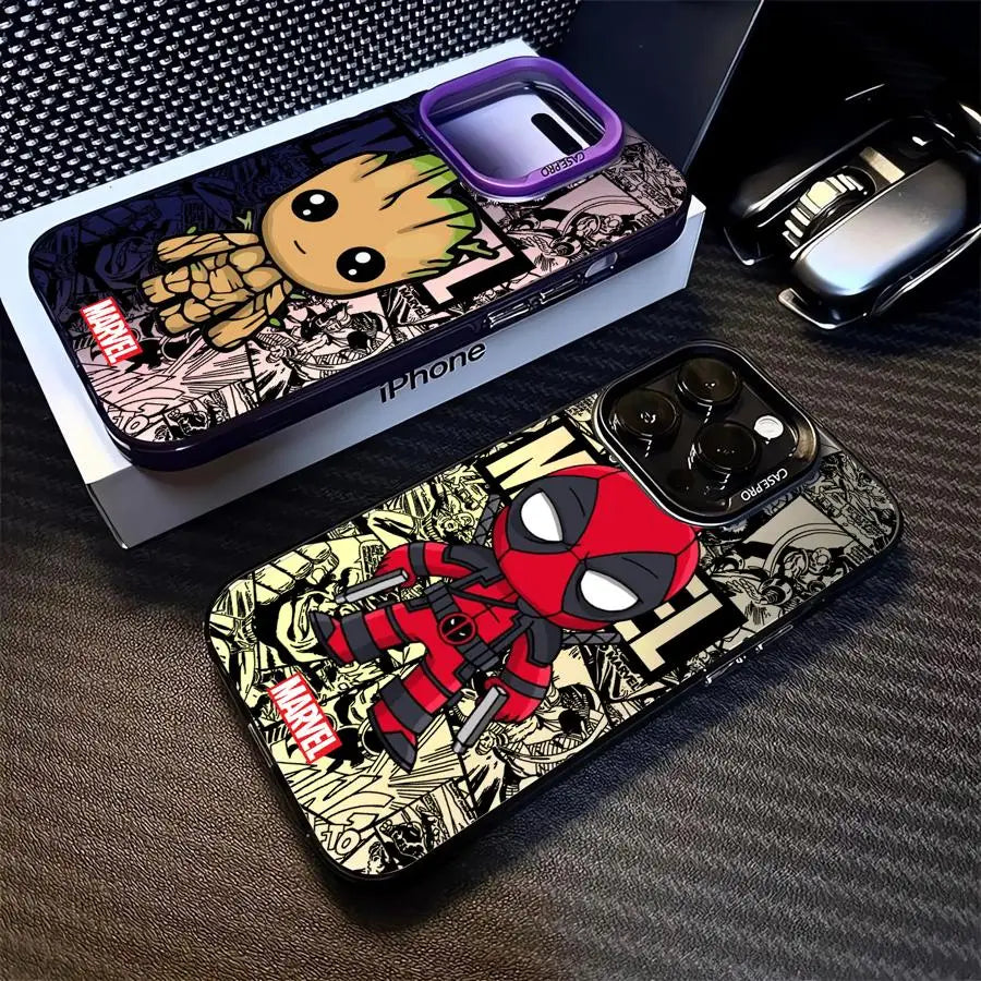 Capinha Marvel, Groot & Deadpool ( iPhones 16 ao 11 )